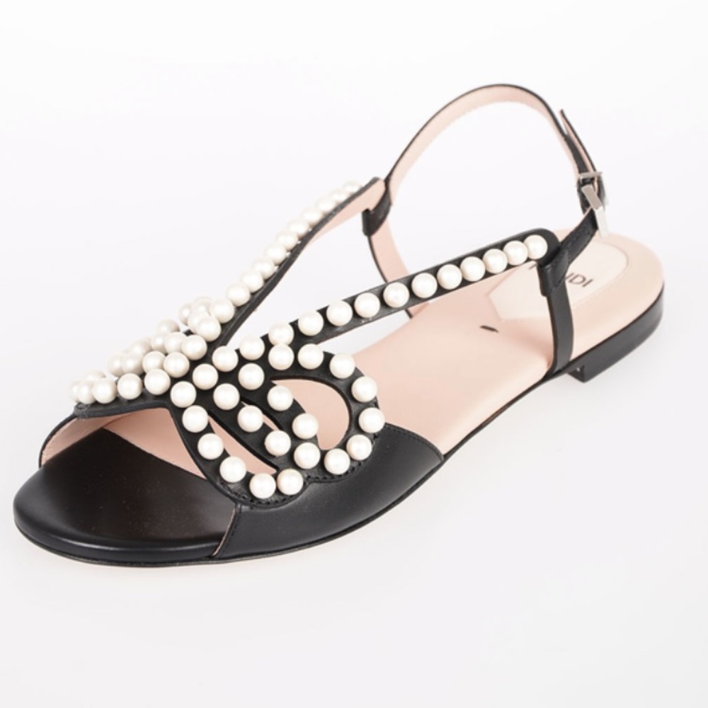 Fendi Pearl Flat Sandals 37